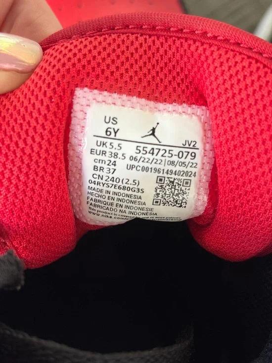 Nike Air Jordan 1 Mid β Black/White/Red (Bred Toe / Chicago Style) β 6Y - Picture 2 of 7